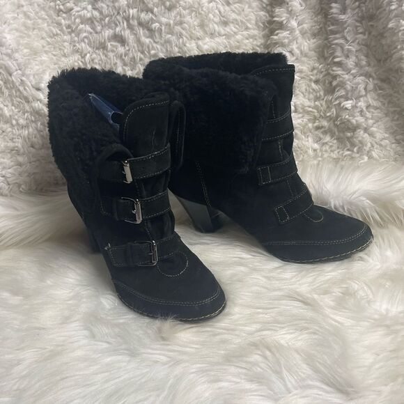 Sofft Womens Skagen Leather Black Suede Mid Calf Fold Over Cuff  Boots S… - Picture 3 of 11